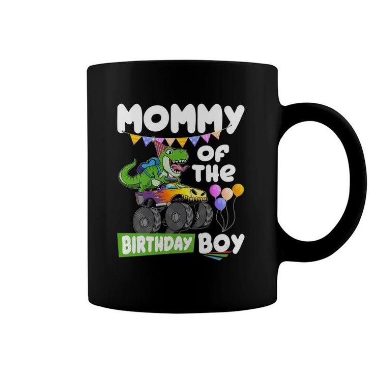 Womens Mommy Of The Birthday Boy Rex Dinosaur Monster Truck V-Neck Coffee Mug
