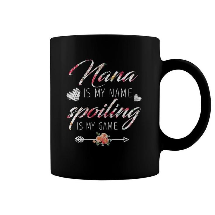 Womens Nana Is My Name Spoiling Is My Game Apparel Grandmother Gift Coffee Mug