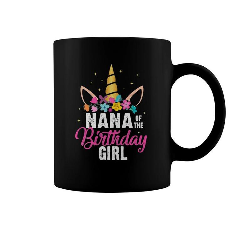 Womens Nana Of The Birthday Girl Mother Gift Unicorn Birthday V-Neck Coffee Mug