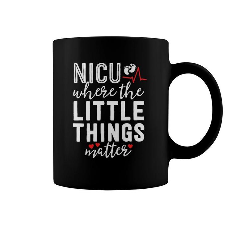 Womens Nicu Nurse Gift Where Little Things Matter Neonatal Nursing V-Neck Coffee Mug