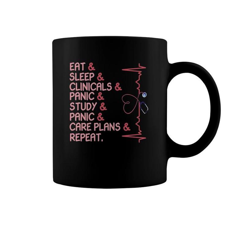 Womens Nurse Eat Sleep Clinicals Panic Study Care Plans Repeat Coffee Mug