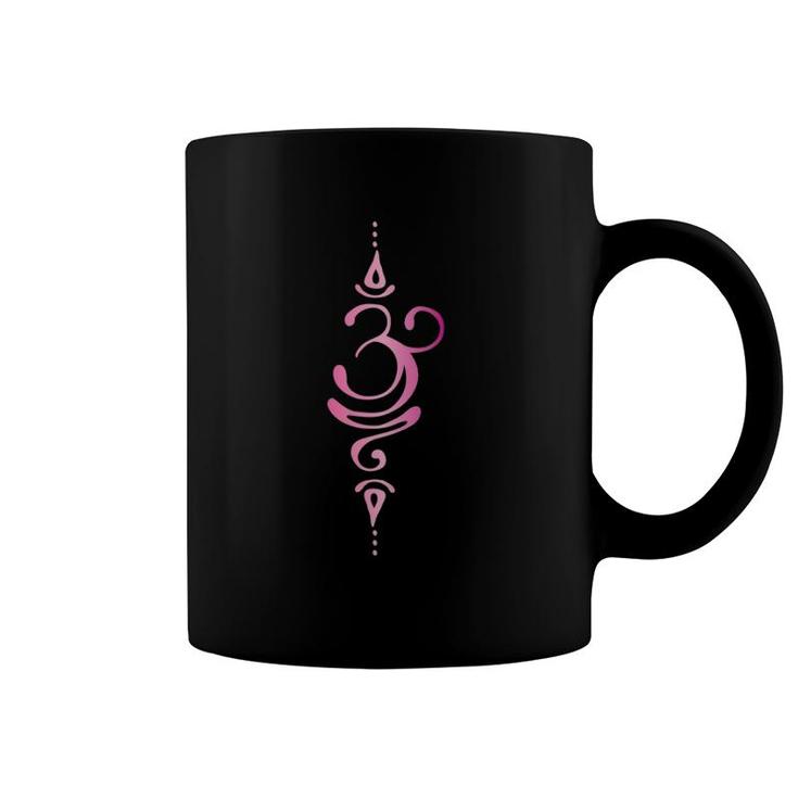 Womens Om Zen Buddha Lotus Flower Energy Symbol Yogi Pink V-Neck Coffee Mug