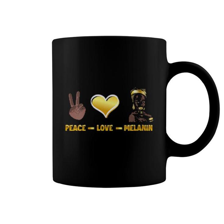 Womens Peace Love Melanin Queen Afro American Coffee Mug