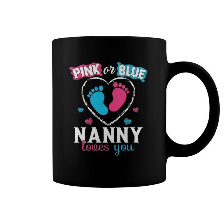 Womens Pink Or Blue Nanny Loves You Baby Gender Nanny V-Neck Coffee Mug