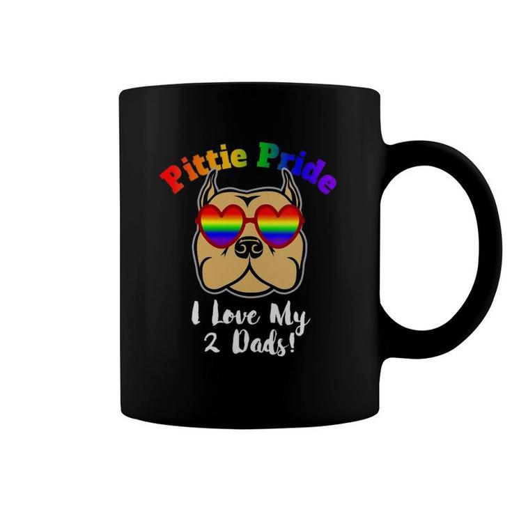 Womens Pitbull Gay Pride I Love My 2 Dads Pittie Pride Lbgt Gift V-Neck Coffee Mug