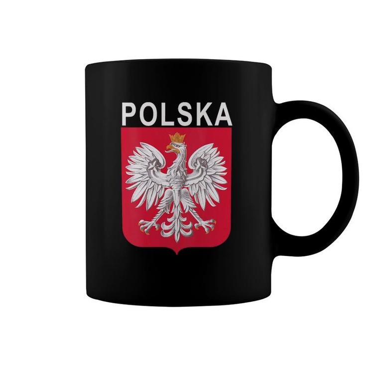 Womens Polska Eagle Emblem Polish Language V-Neck Coffee Mug