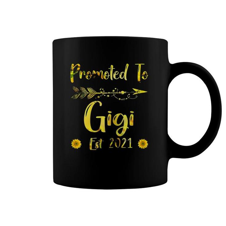 Womens Promoted To Gigi Est 2021 First Time Mom Sunflower Coffee Mug
