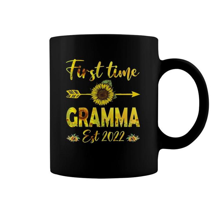 Womens Promoted To Gramma Est 2022-First Time Grandma Sunflower Coffee Mug