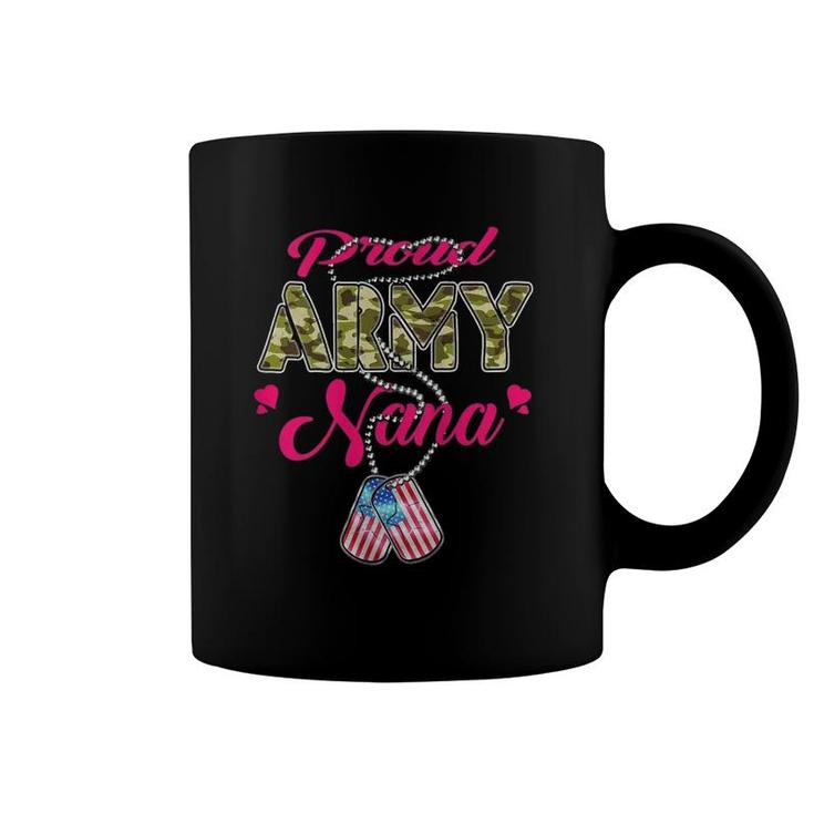 Womens Proud Army Nana Us Flag Camo Dog Tags Military Grandmother  Coffee Mug