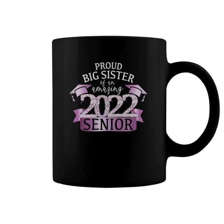 Womens Proud Big Sister Of A 2022 Senior Purple School Color Outfit Coffee Mug