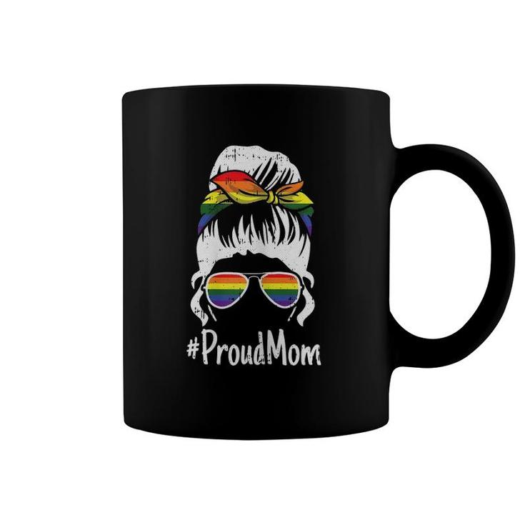 Womens Proud Mom Gay Pride Rainbow Flag Lgbt-Q Ally Mama Mother Coffee Mug