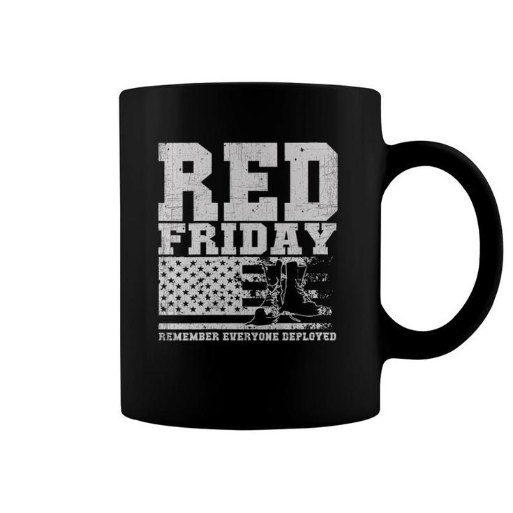 Womens Red Friday American Flag Military Boots Gift Distressed V-Neck Coffee Mug
