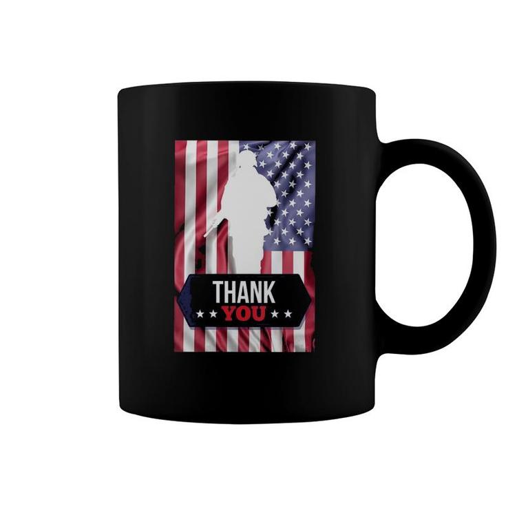 Womens Soldier Thank You Flag Veterans, Memorial Day & 4Th Of July Coffee Mug