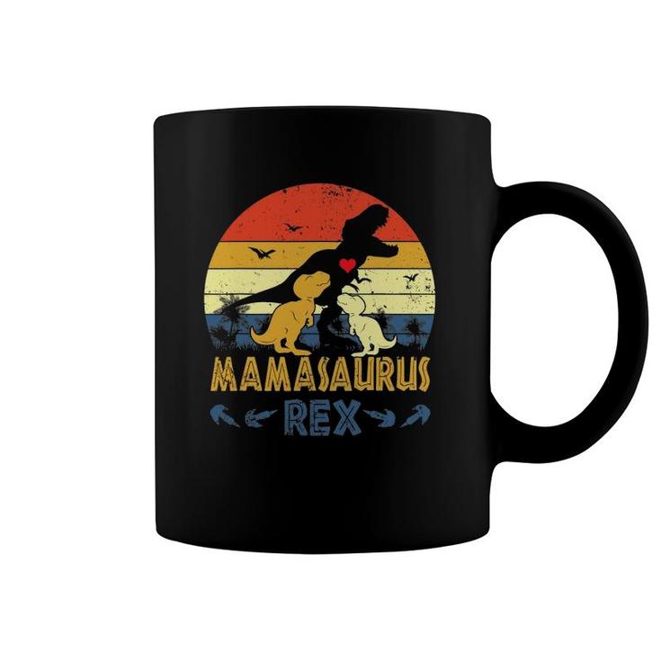Womens T Rex Dinosaur Mamasaurus Pajama Dino Twin Mom Coffee Mug