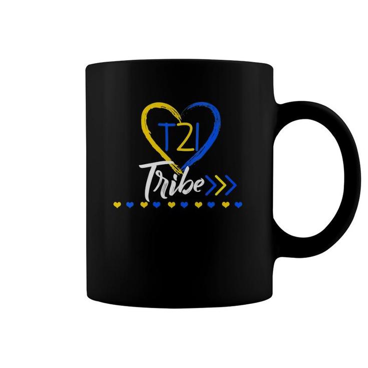 Womens T21 Tribe 21 World Down Syndrome Awareness Day Heart V-Neck Coffee Mug