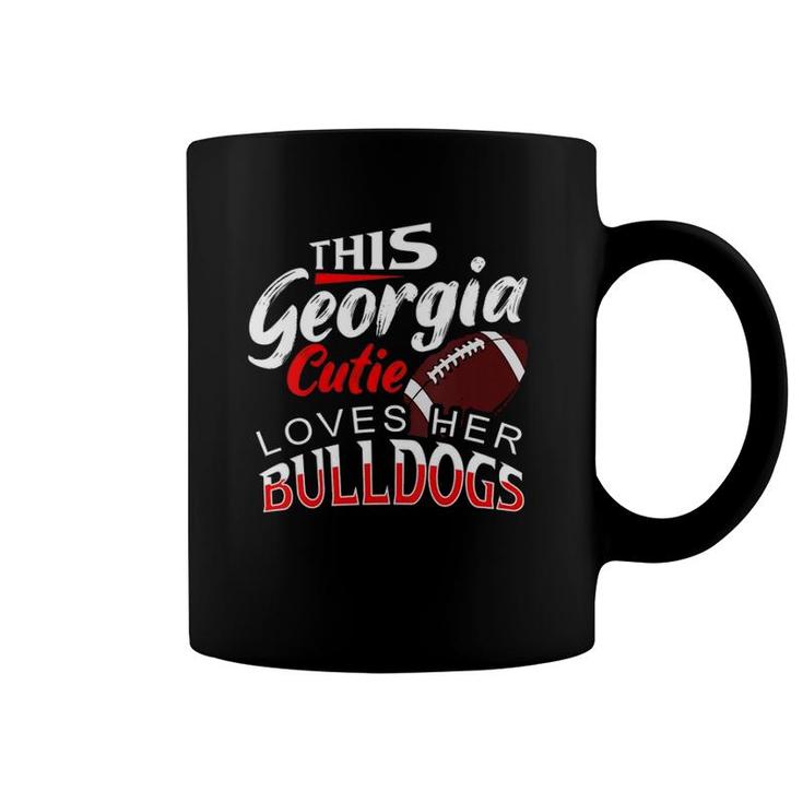 Womens This Georgia Cutie Loves Her Bulldogs Sports Fan V Neck Coffee Mug