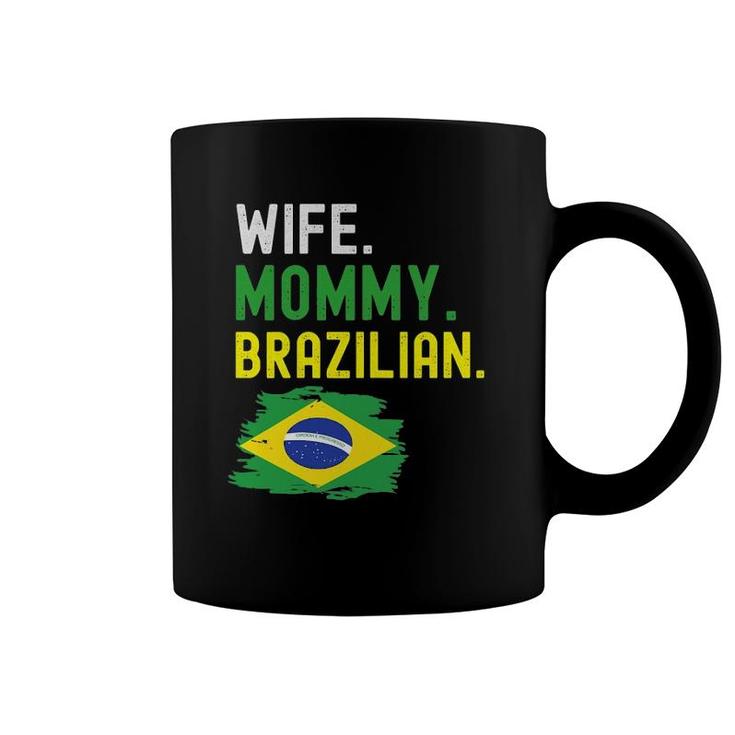 Womens Wife Mommy Brazilian Brazil Flag Mom Mother's Day Coffee Mug