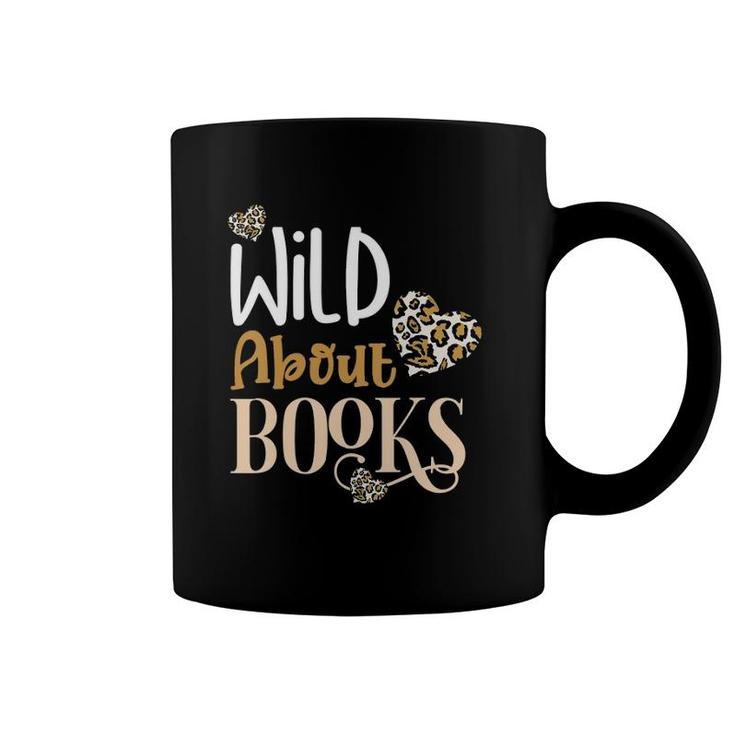 Womens Wild About Books Leopard I Love Reading Book Lover Gift V-Neck Coffee Mug