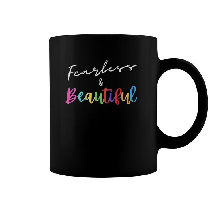 Womens Women's Cute Casual Graphic Tee Fearless And Beautiful Coffee Mug