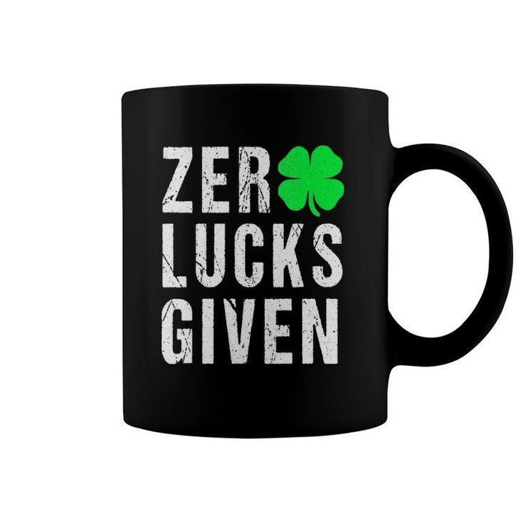 Womens Zero Lucks Given Irish Sayings Adults Saint Patrick's Day V-Neck Coffee Mug
