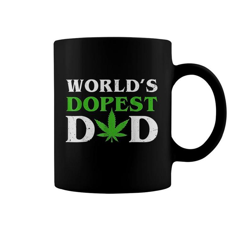 Worlds Dopest Dad Funny Marijuana Weed Leaf Fathers Day  Coffee Mug