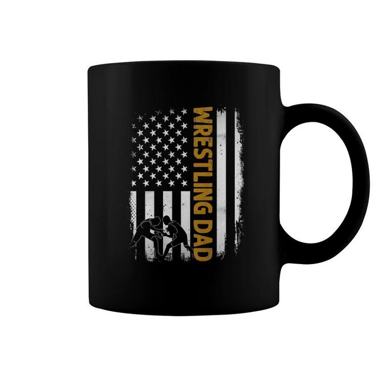 Wrestling Dadamerican Flag Fathers Day Coffee Mug
