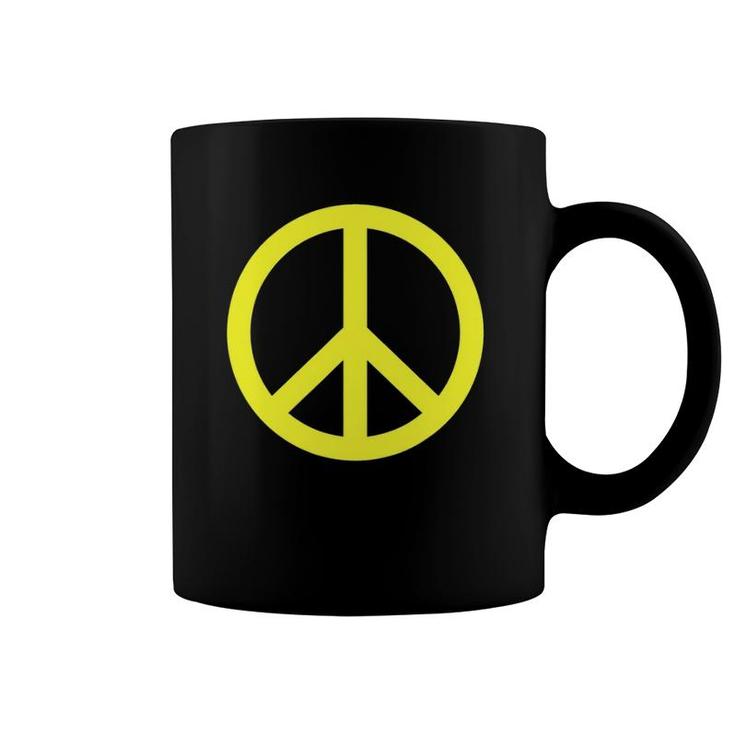 Yellow Peace Sign Peace Lover Coffee Mug