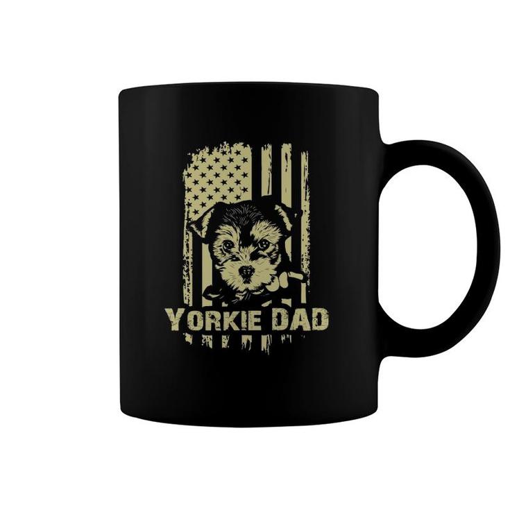 Yorkie Dad Cool Proud American Flag Father's Day Gift Coffee Mug