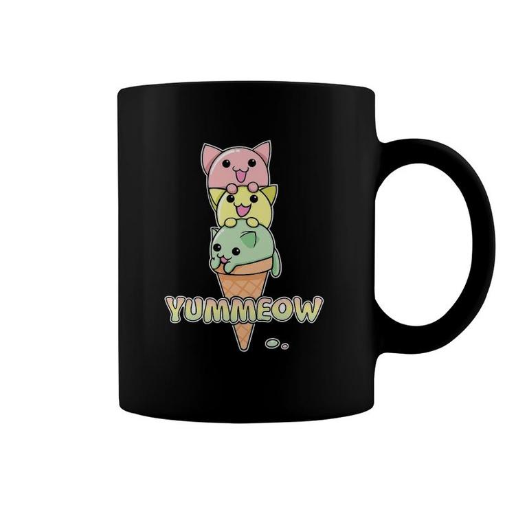 Yummeow Cat Ice Cream Cone Funny Kawaii Kitten Coffee Mug