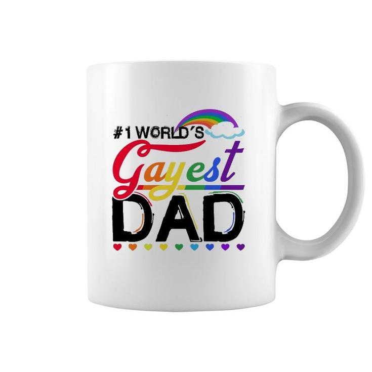1 World's Gayest Dad Lgbt Pride Month Rainbow Coffee Mug