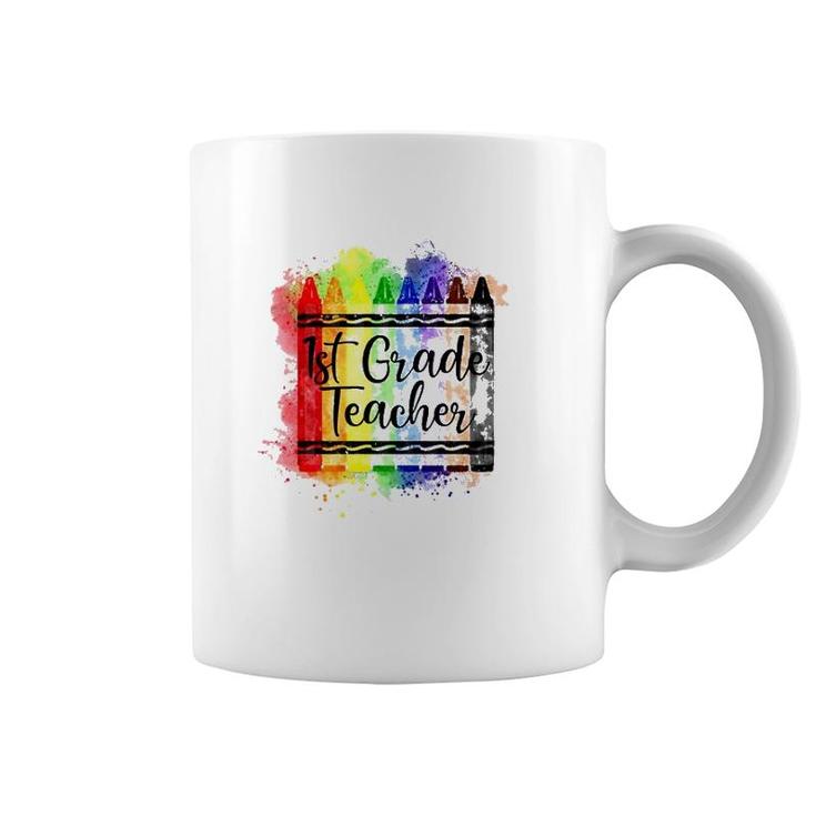 1St Grade Teacher Crayon Colorful Teacher Gift Coffee Mug