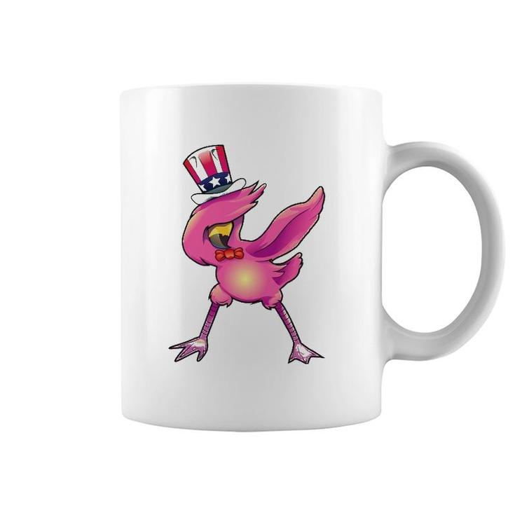 4Th Of July Dabbing Flamingo  Funny American Flag Coffee Mug