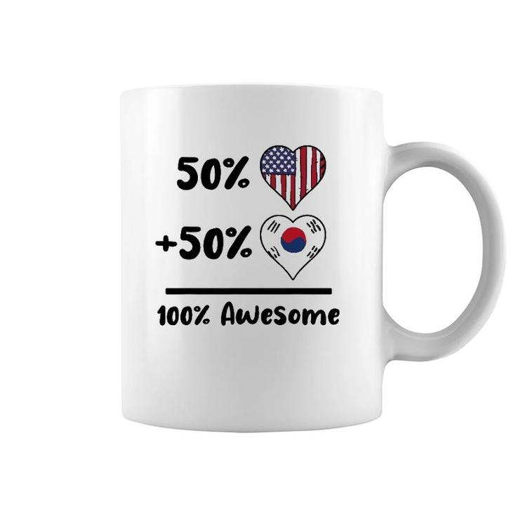 50 American 50 Korean 100 Awesome South Korea Heart Flag Coffee Mug