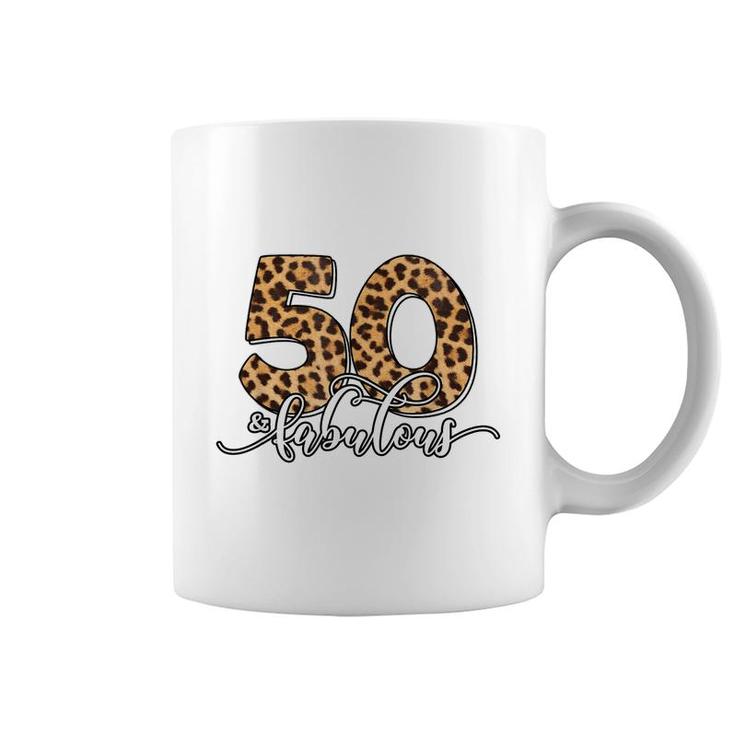 50Th Birthday Fabulous 50 Years Old Cool Leopard Birthday  Coffee Mug
