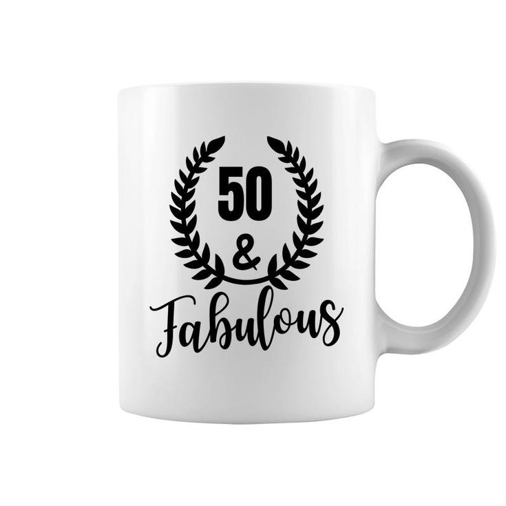 50Th Birthday Gift 50 And Fabulous Wreath Coffee Mug