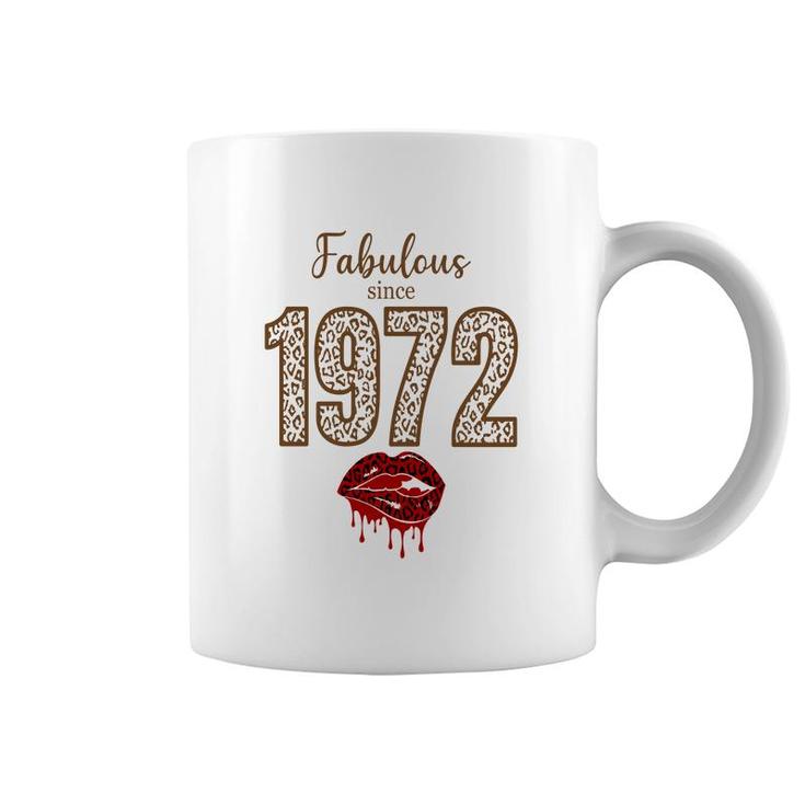50Th Birthday Gift Fabulous Since 1972 Leopard Red Lips Coffee Mug