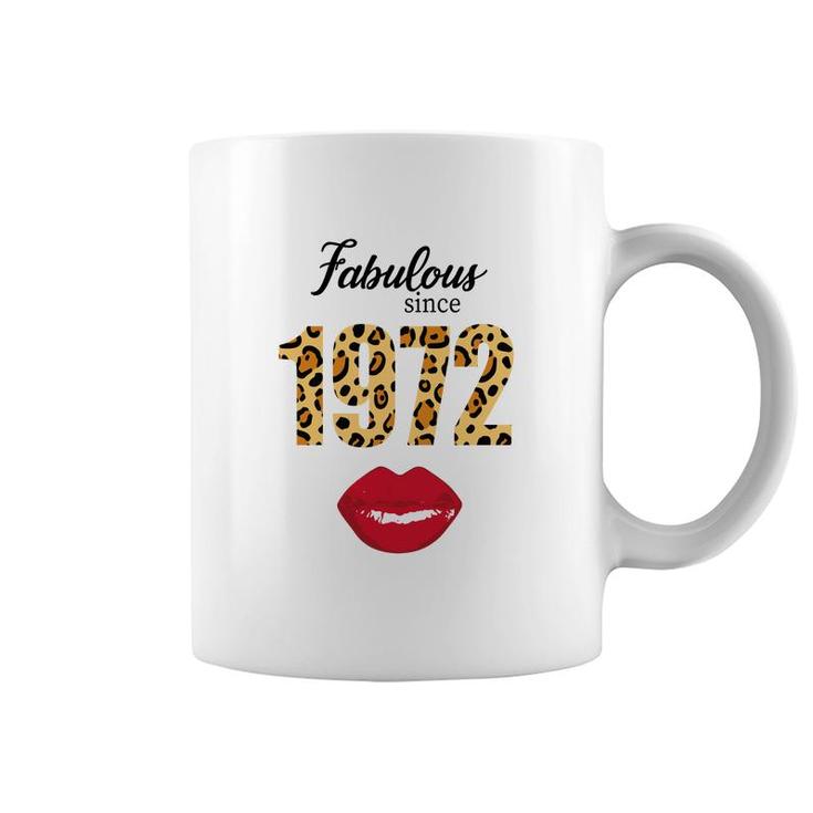 50Th Birthday Gift Happy Fabulous Since 1972 Leopard Lips Coffee Mug