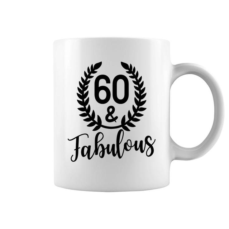 60Th Birthday 60 Fabulous Leaf Circle Gift Coffee Mug