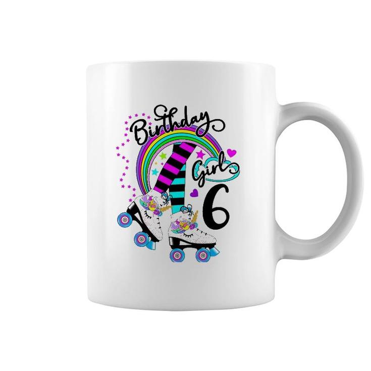6Th Unicorn Roller Skate Birthday Party For Girls Coffee Mug