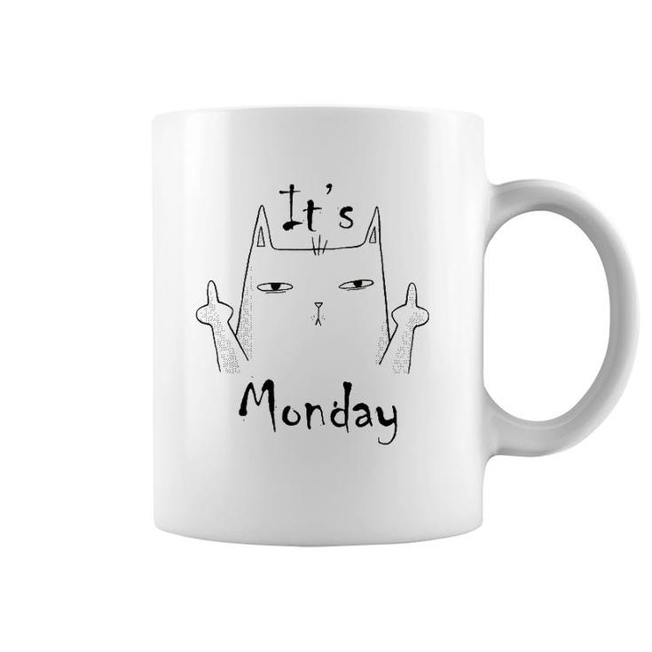 A Cat Giving Two Middle Fingers Because It's Monday Coffee Mug