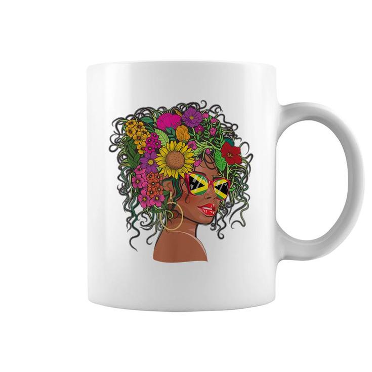 Afro Hair Jamaican Flag Women Black Melanin Jamaica Coffee Mug