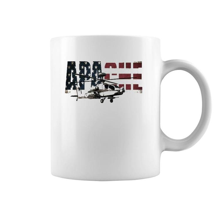 Ah-64 Ah64 Apache Helicopter Us American Flag T  Coffee Mug