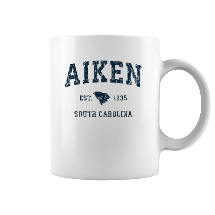 Aiken South Carolina Sc Vintage Sports Design Navy Print Coffee Mug