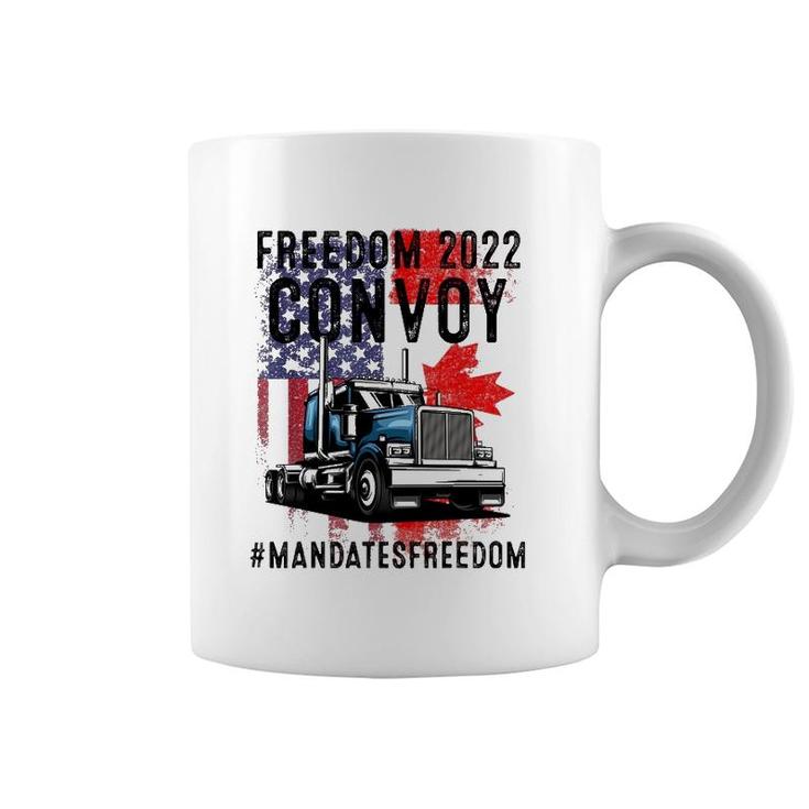 American Flag Canada Flag Freedom Convoy 2022 Trucker Driver Coffee Mug