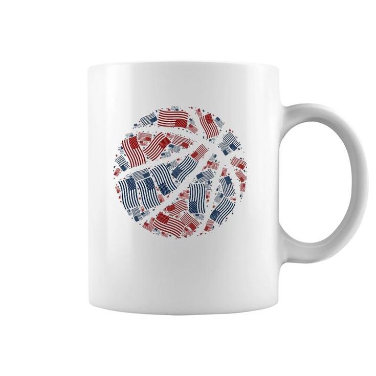 American Flag Usa Patriotic Basketball Ball - 4Th Of July Coffee Mug