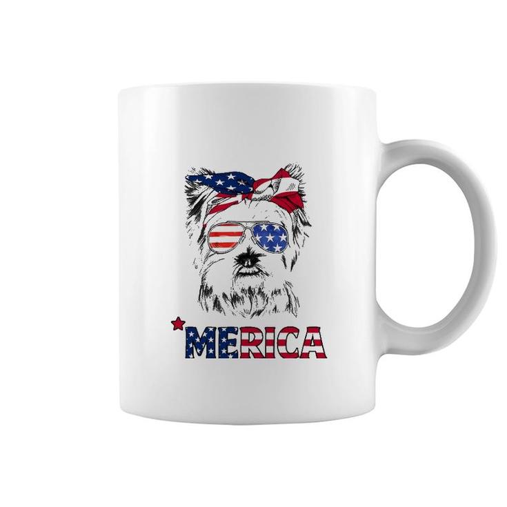 American Flag Yorkshire Terrier Yorkie Mom 4Th Of July Coffee Mug