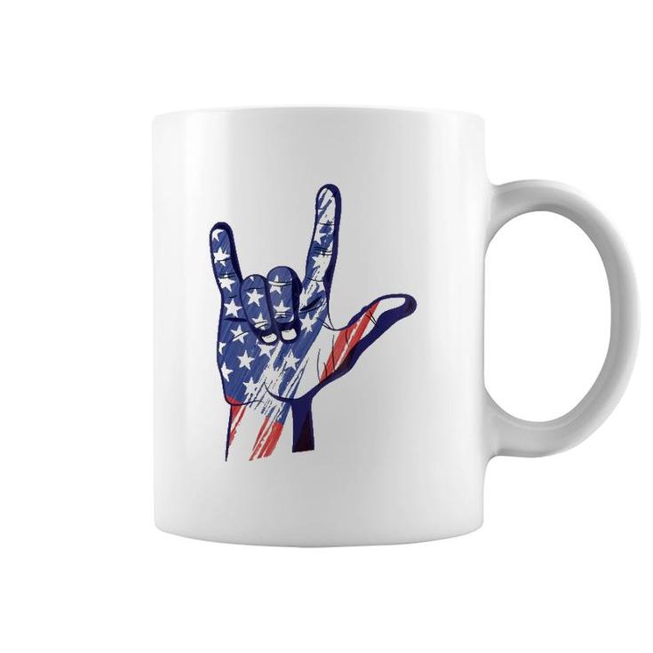 American Sign Language Asl I Love You Patriotic Deaf Pride Coffee Mug