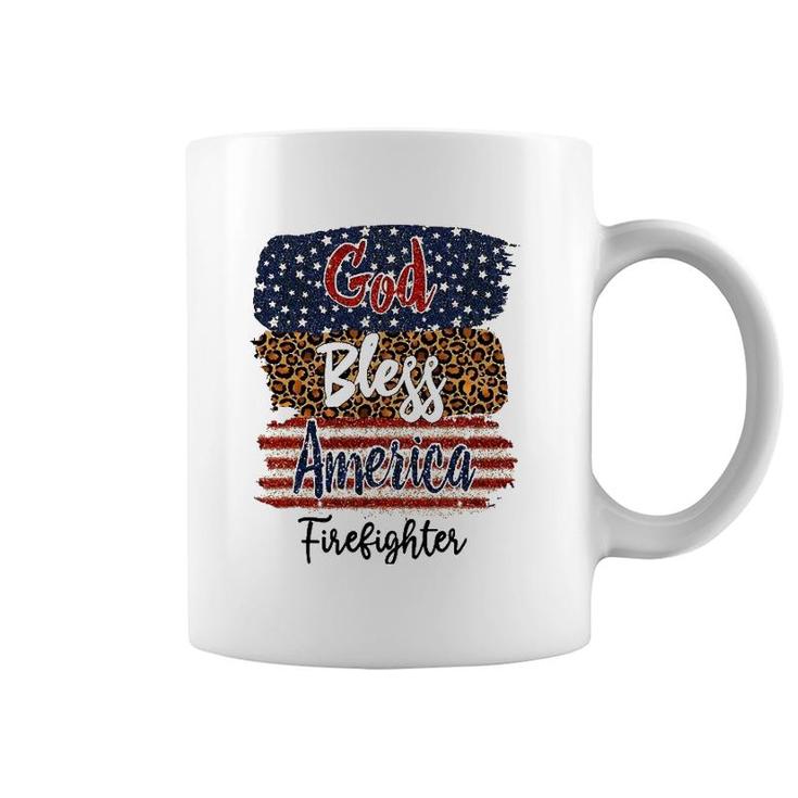 American Usa Flag God Bless America Firefighter 4Th Of July Coffee Mug