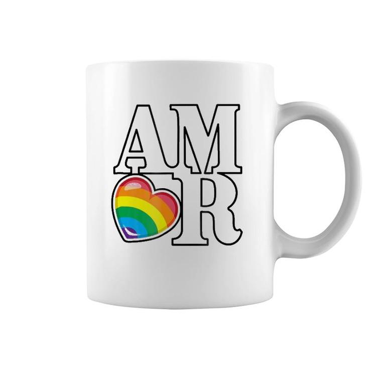 Amor Rainbow Heart Love Coffee Mug