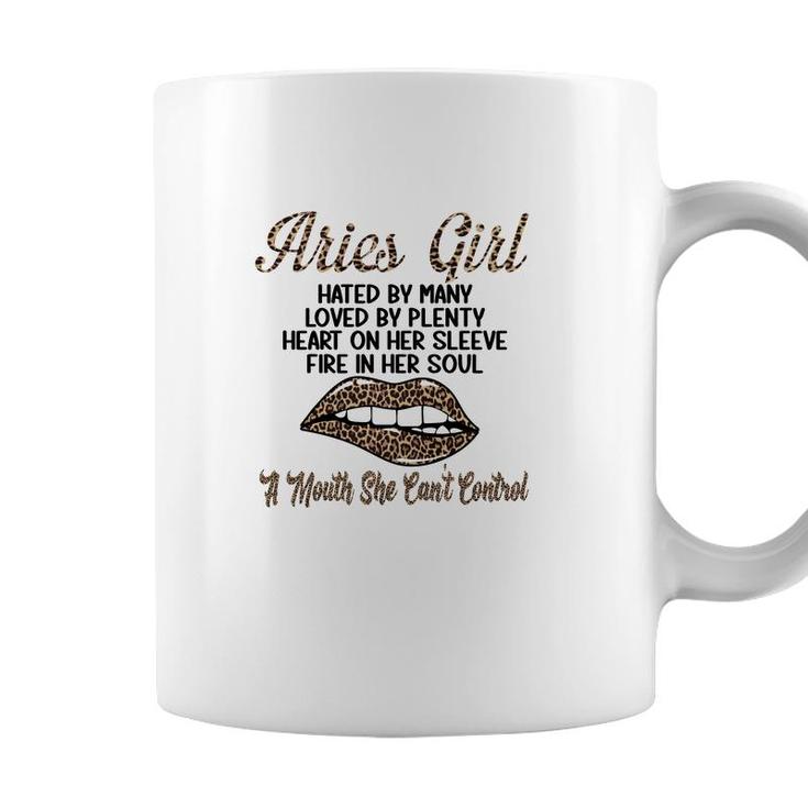 Aries Girl Leopard A Mouth She Cant Control Birthday Gift Coffee Mug